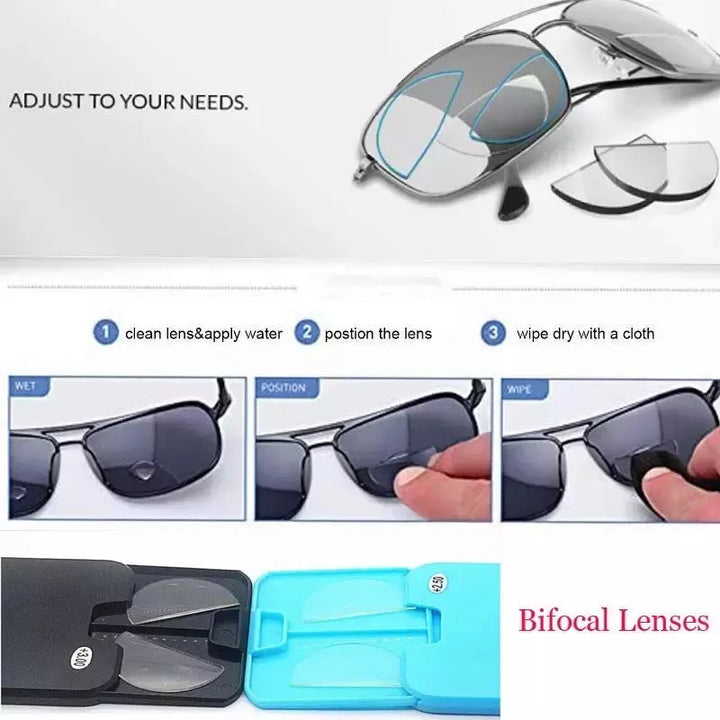 Liquid Silicone Bifocal Reading Lens 2 Pcs Stick-on Presbyopic Lenses Magnification Reusable Bifocal Reading Lenses Readers+1.5