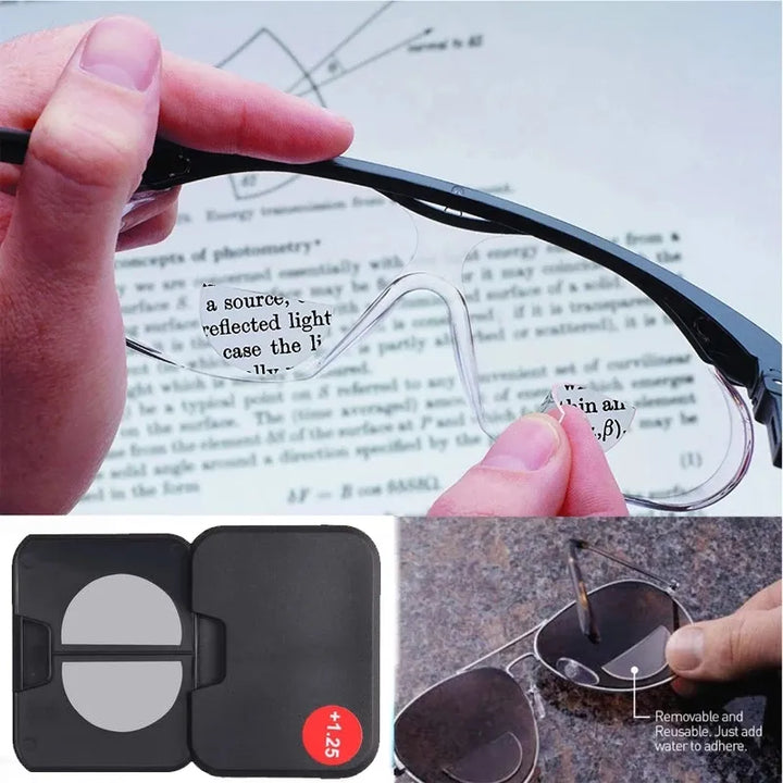 Liquid Silicone Bifocal Reading Lens 2 Pcs Stick-on Presbyopic Lenses Magnification Reusable Bifocal Reading Lenses Readers+1.5